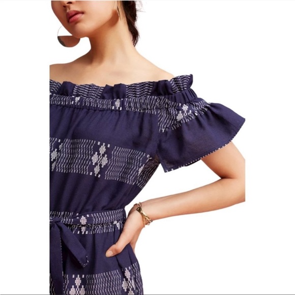 Anthropologie Corey Lynn Calter Aziza Embroidered Off Shoulder Jumpsuit - Picture 4 of 12